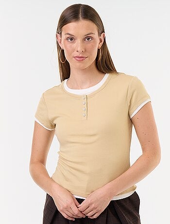T-shirt effetto 2-in-1 a maniche corte