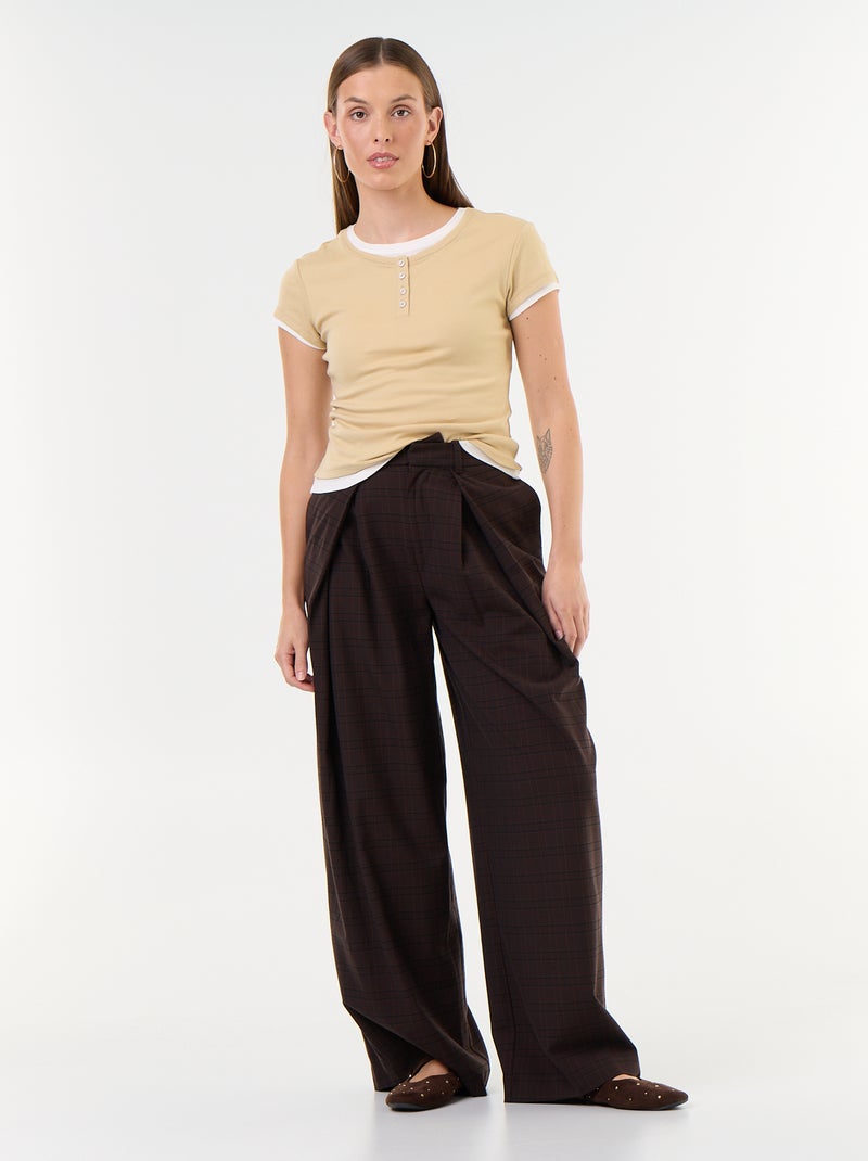T-shirt effetto 2-in-1 a maniche corte Beige - Kiabi