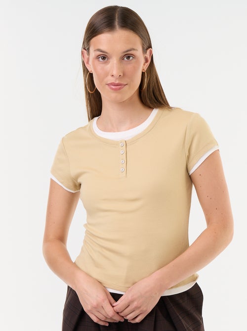 T-shirt effetto 2-in-1 a maniche corte - Kiabi