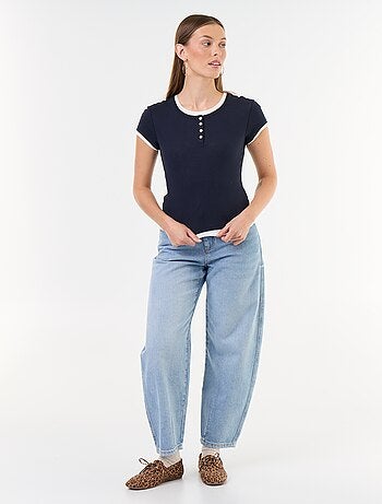 T-shirt effetto 2-in-1 a maniche corte