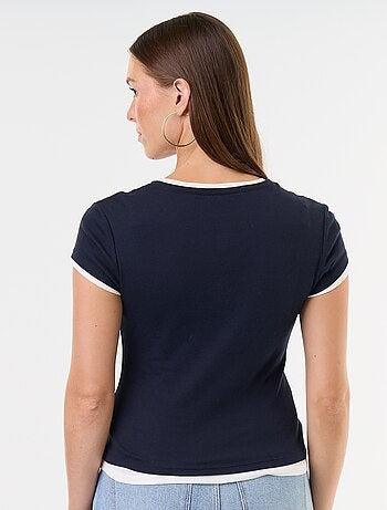 T-shirt effetto 2-in-1 a maniche corte