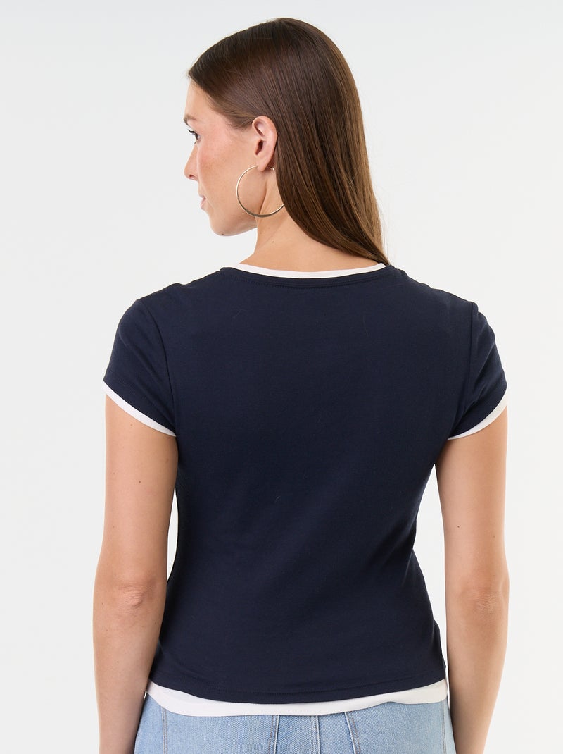 T-shirt effetto 2-in-1 a maniche corte Blu - Kiabi