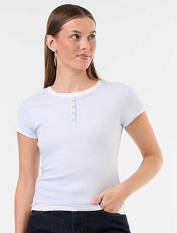 T-shirt effetto 2-in-1 a maniche corte