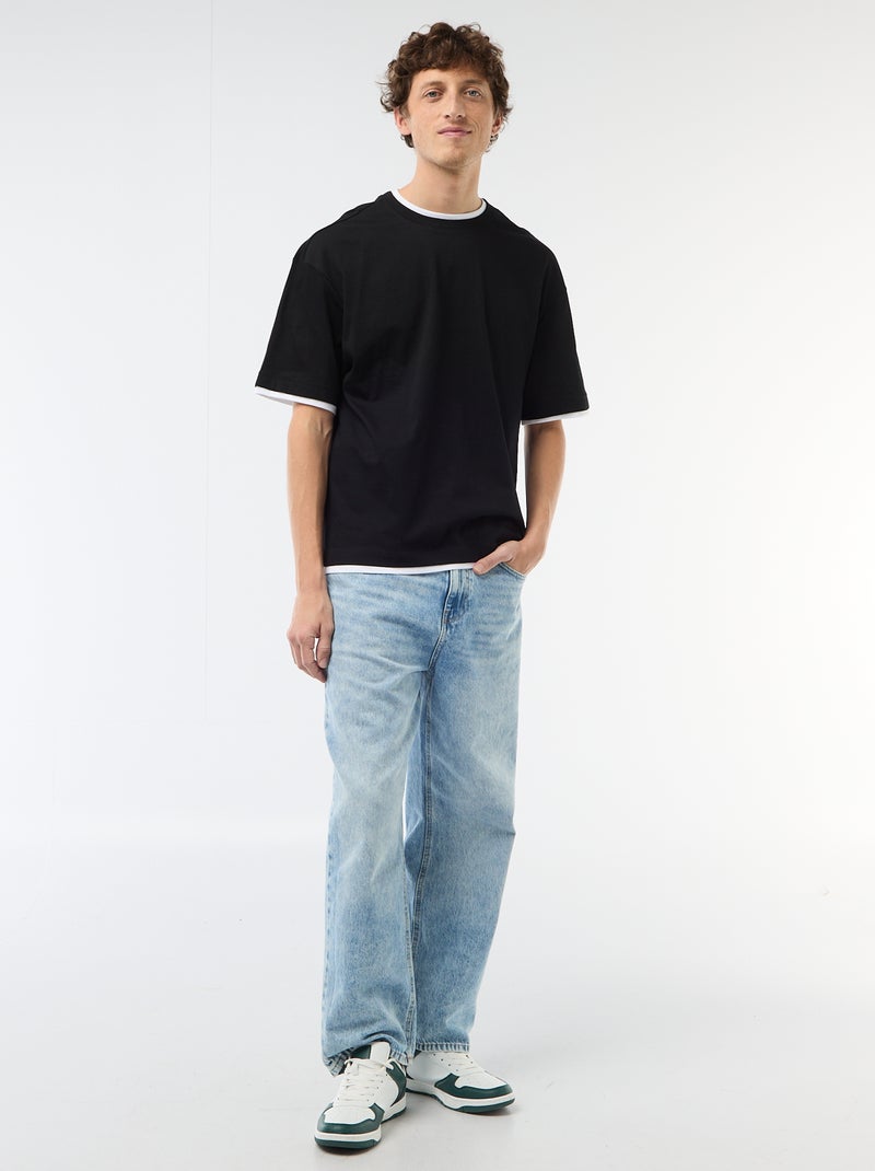 T-shirt effetto 2-in-1 a maniche corte Nero - Kiabi