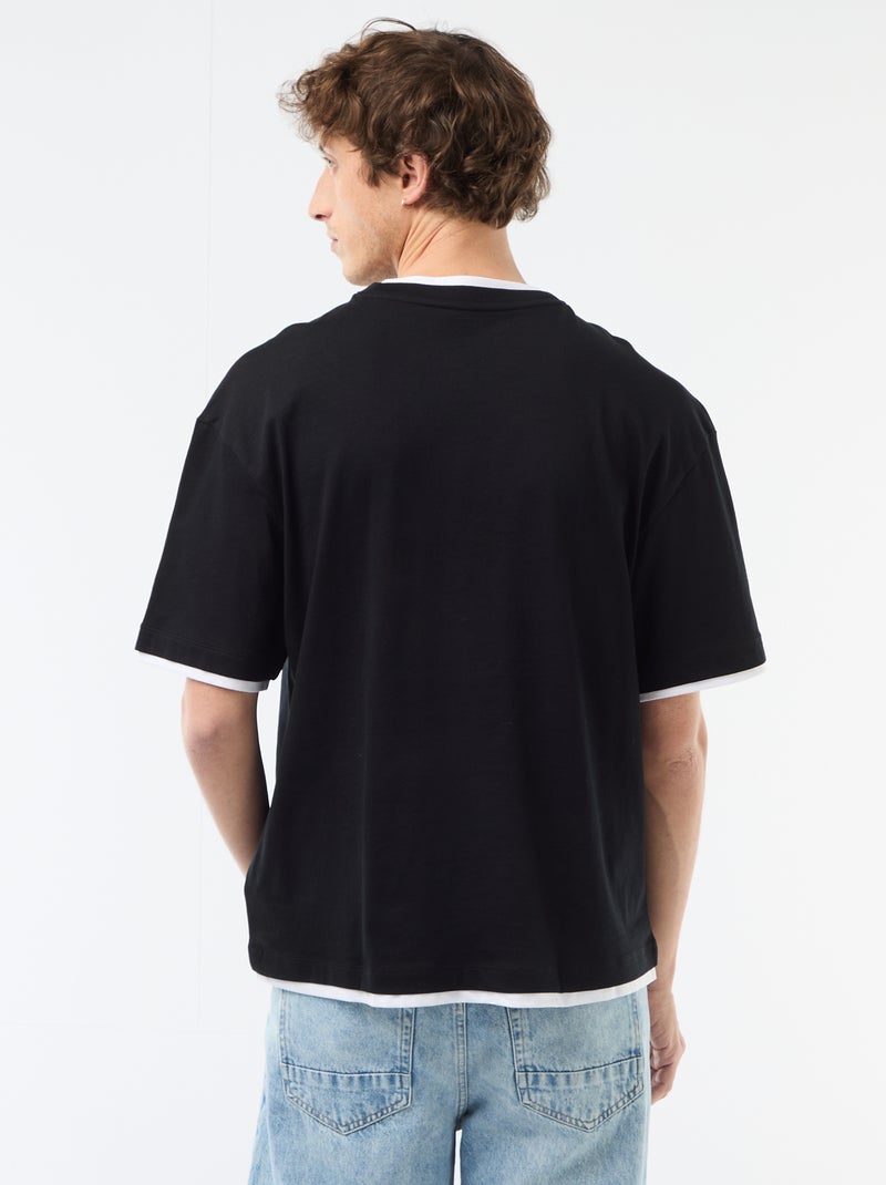 T-shirt effetto 2-in-1 a maniche corte Nero - Kiabi