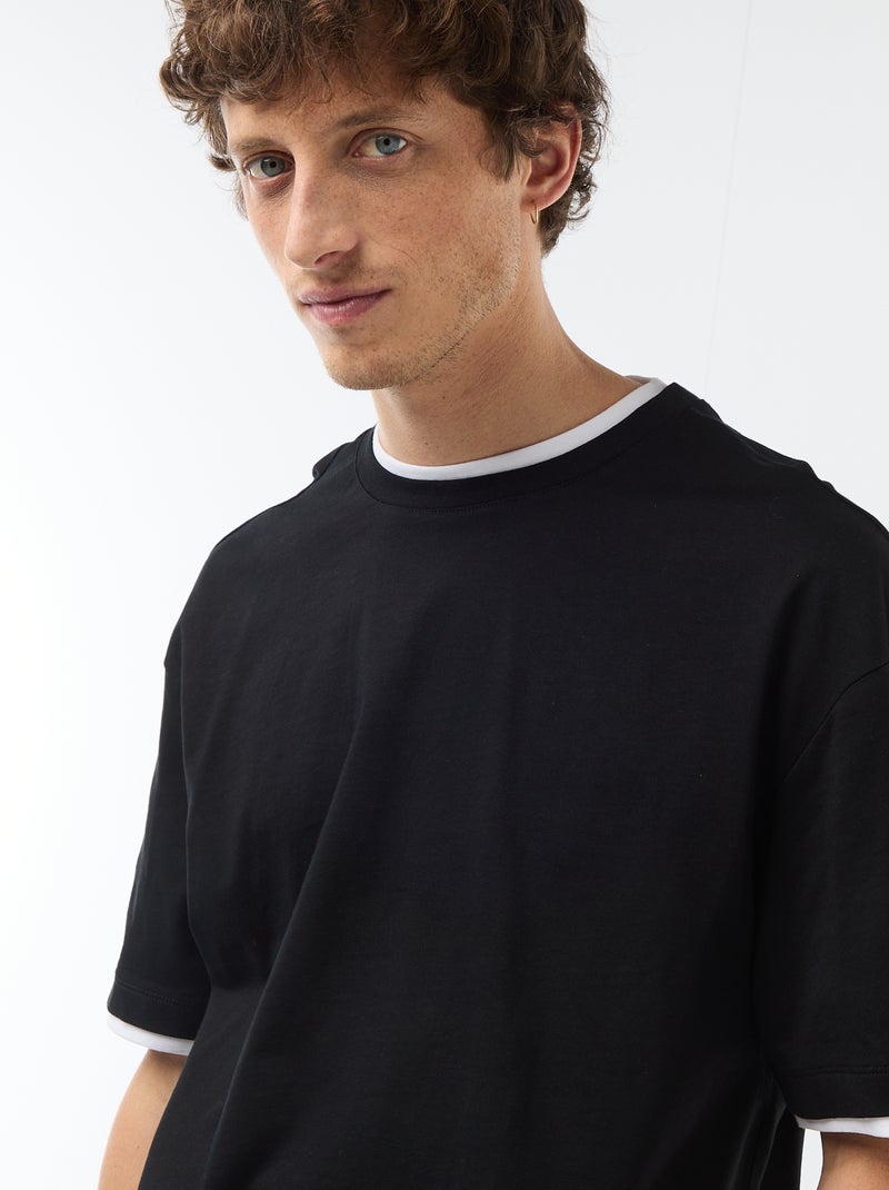 T-shirt effetto 2-in-1 a maniche corte Nero - Kiabi