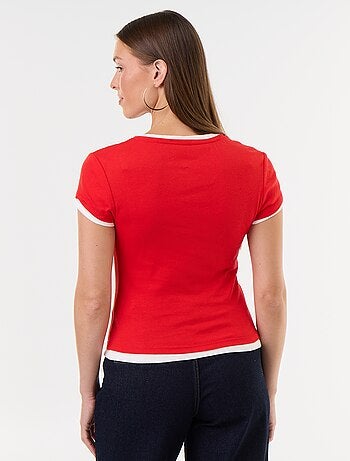 T-shirt effetto 2-in-1 a maniche corte