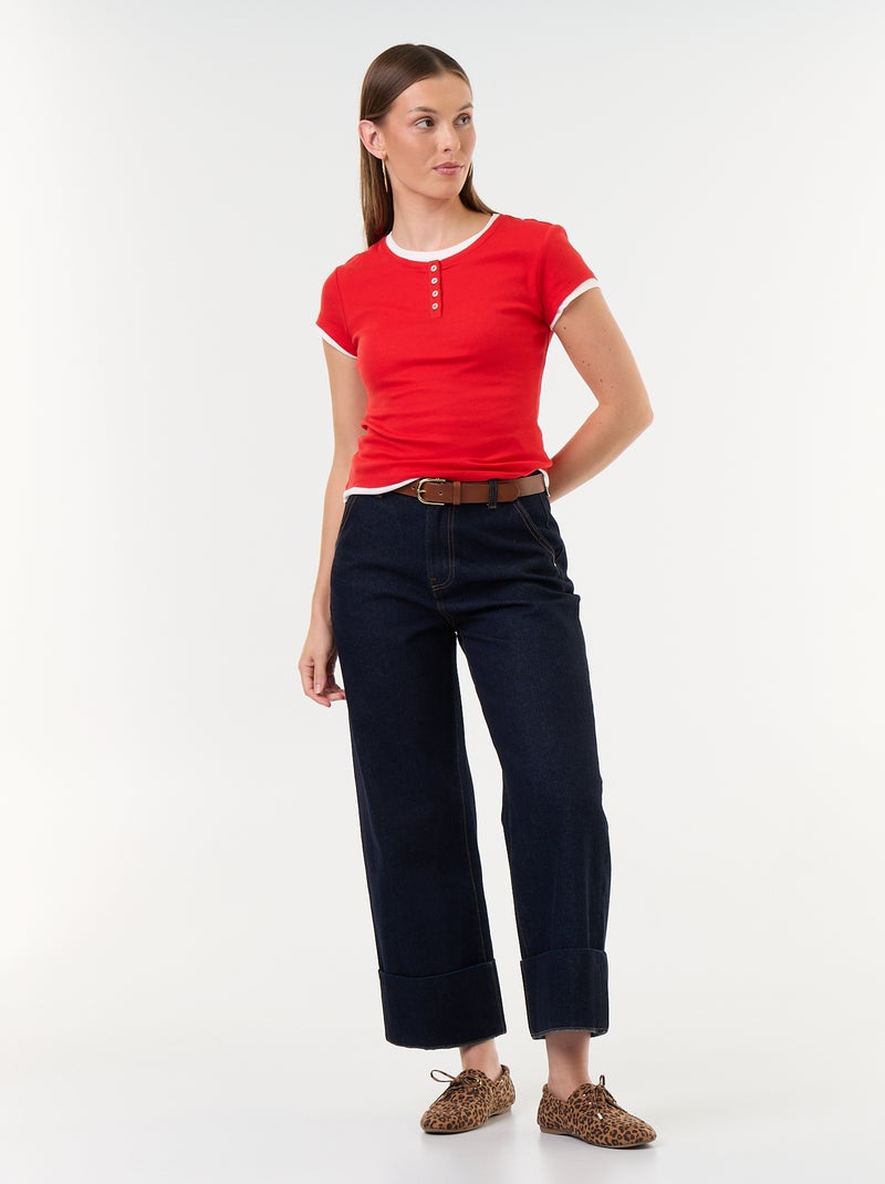 T-shirt effetto 2-in-1 a maniche corte Rosso - Kiabi