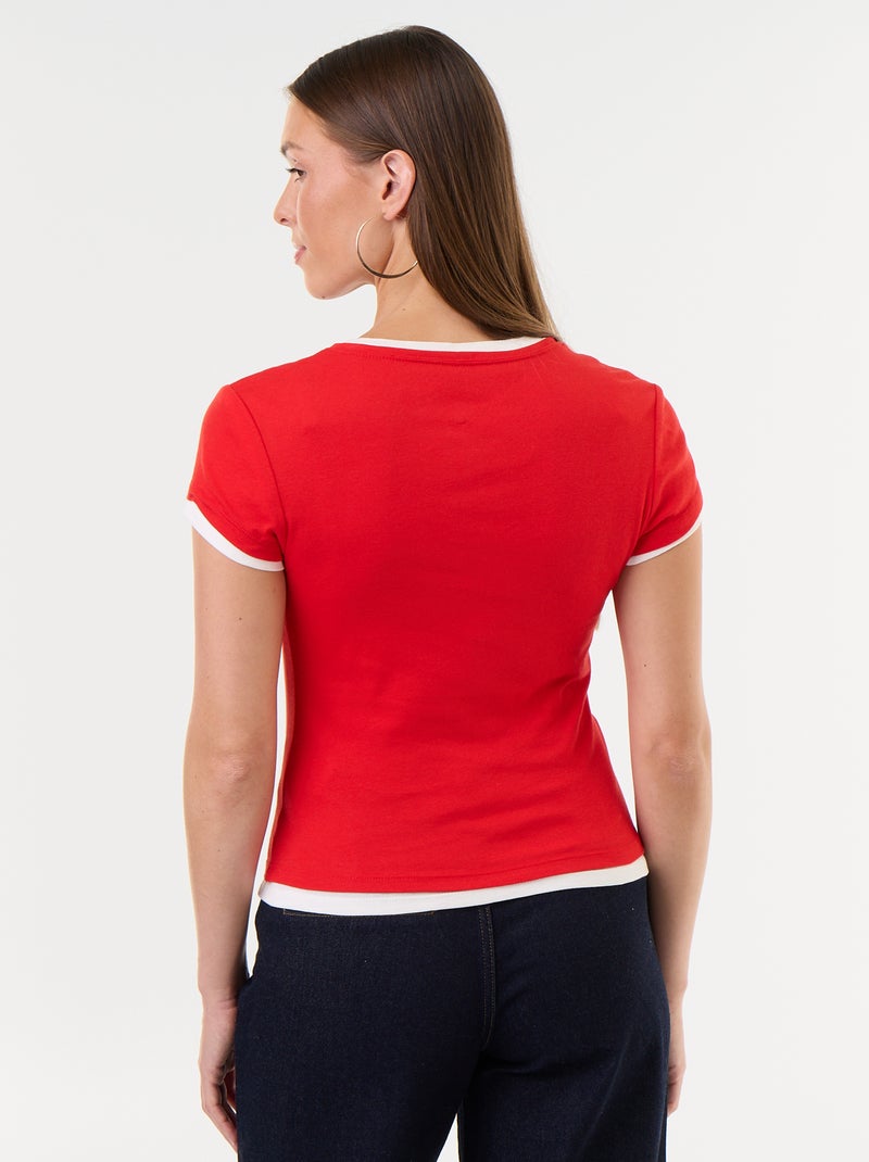 T-shirt effetto 2-in-1 a maniche corte Rosso - Kiabi