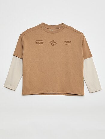 T-shirt effetto 2-in-1 a maniche lunghe