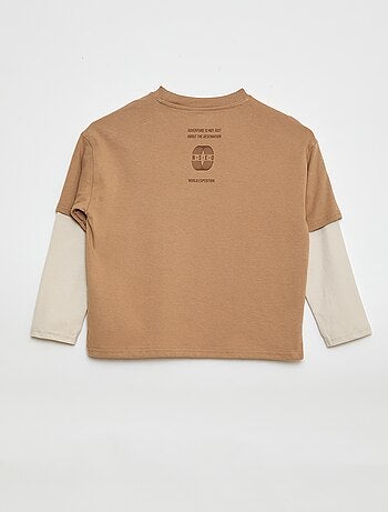 T-shirt effetto 2-in-1 a maniche lunghe