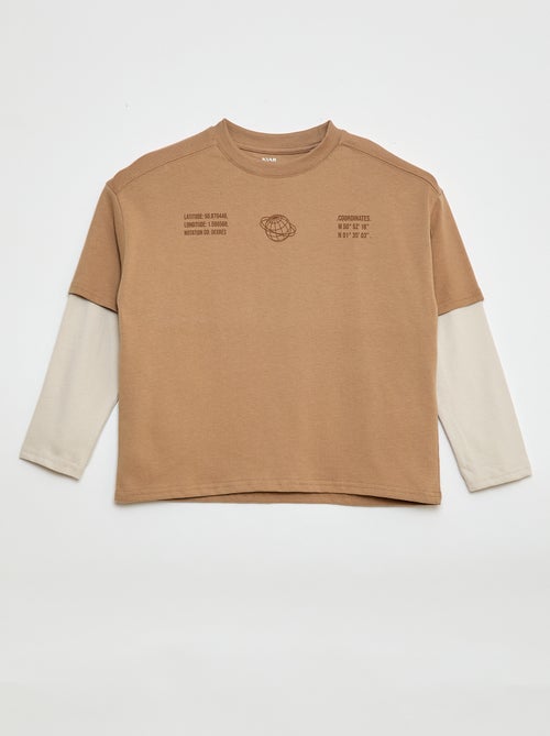 T-shirt effetto 2-in-1 a maniche lunghe - Kiabi