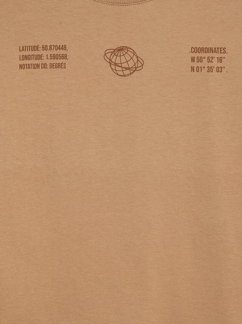 T-shirt effetto 2-in-1 a maniche lunghe Beige - Kiabi