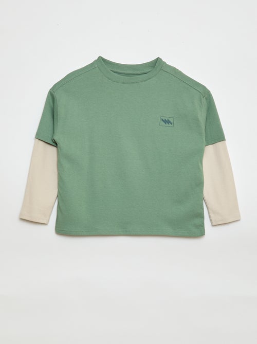 T-shirt effetto 2-in-1 a maniche lunghe - Kiabi