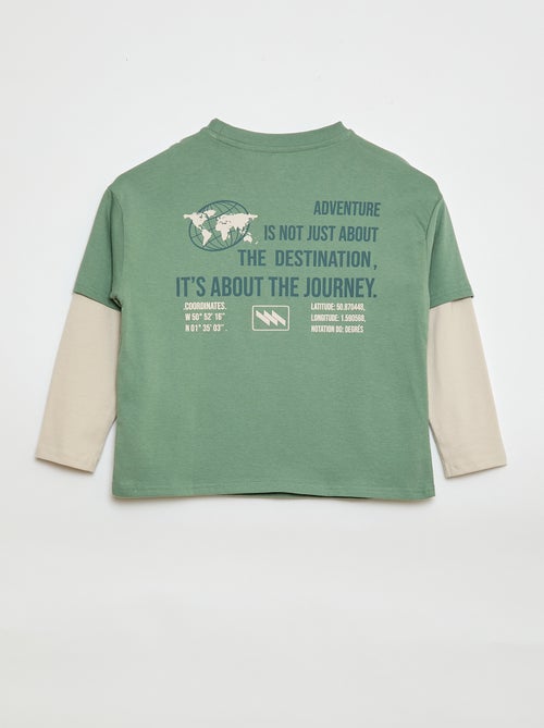 T-shirt effetto 2-in-1 a maniche lunghe - Kiabi