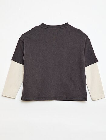 T-shirt effetto 2-in-1 a maniche lunghe