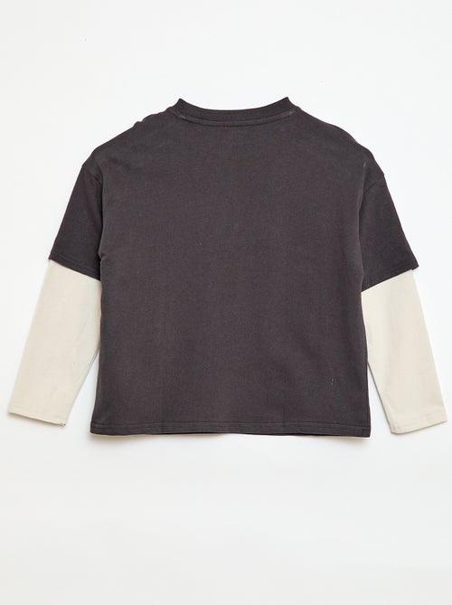 T-shirt effetto 2-in-1 a maniche lunghe - Kiabi