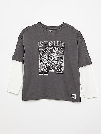 T-shirt effetto 2-in-1 a maniche lunghe