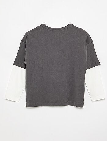 T-shirt effetto 2-in-1 a maniche lunghe
