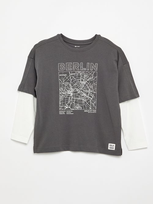 T-shirt effetto 2-in-1 a maniche lunghe - Kiabi