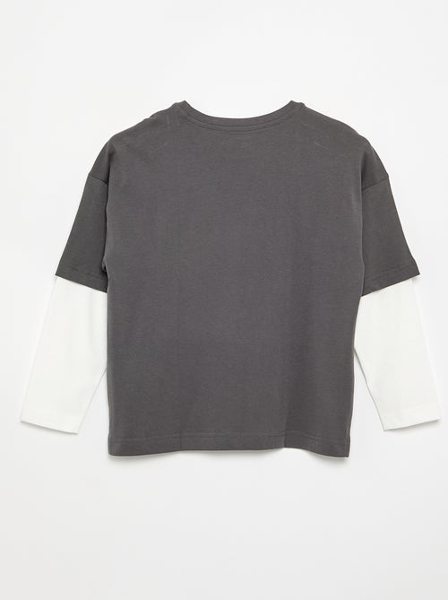 T-shirt effetto 2-in-1 a maniche lunghe - Kiabi