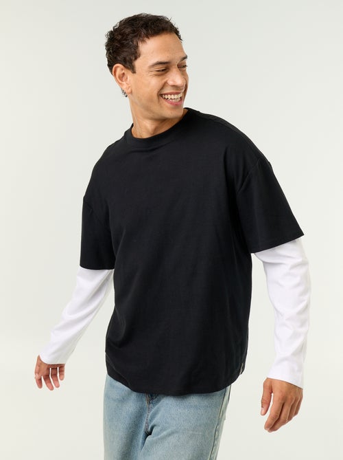 T-shirt effetto 2-in-1 a maniche lunghe - Kiabi