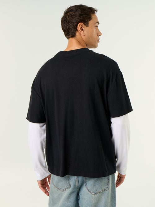 T-shirt effetto 2-in-1 a maniche lunghe - Kiabi