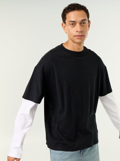 T-shirt effetto 2-in-1 a maniche lunghe - Kiabi