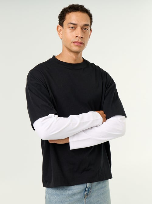 T-shirt effetto 2-in-1 a maniche lunghe - Kiabi