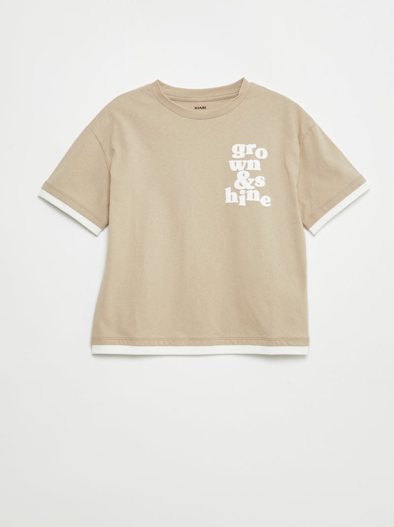 T-shirt effetto 2 in 1 beige - Kiabi