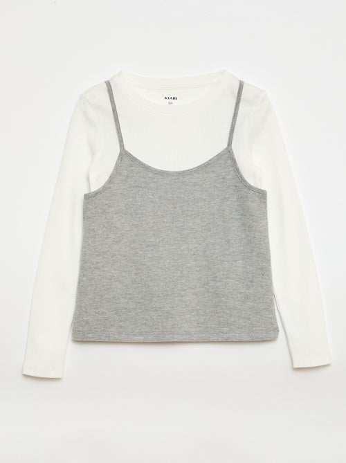 T-shirt effetto 2-in-1 con canotta - Kiabi