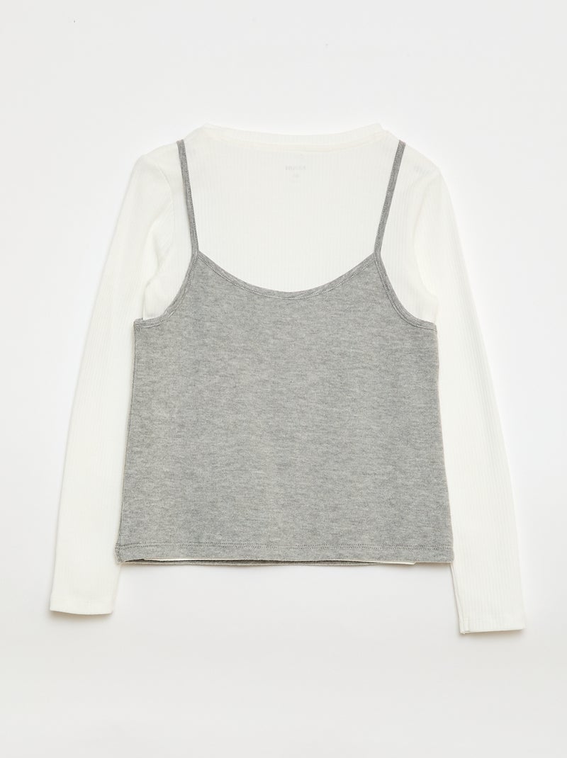 T-shirt effetto 2-in-1 con canotta Bianco - Kiabi