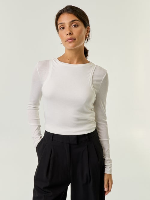 T-shirt effetto 2 in 1 con canotta - Kiabi