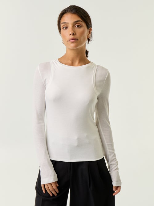 T-shirt effetto 2 in 1 con canotta - Kiabi