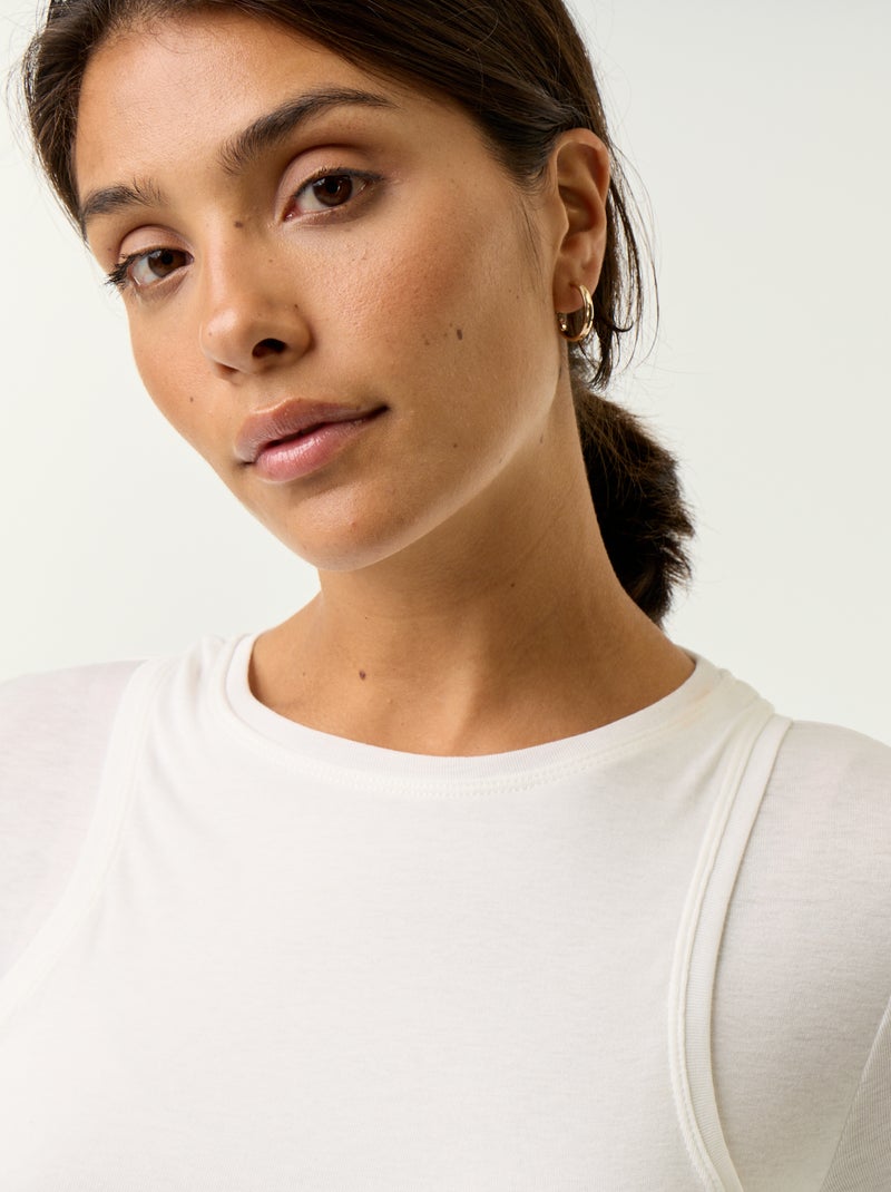 T-shirt effetto 2 in 1 con canotta Bianco - Kiabi