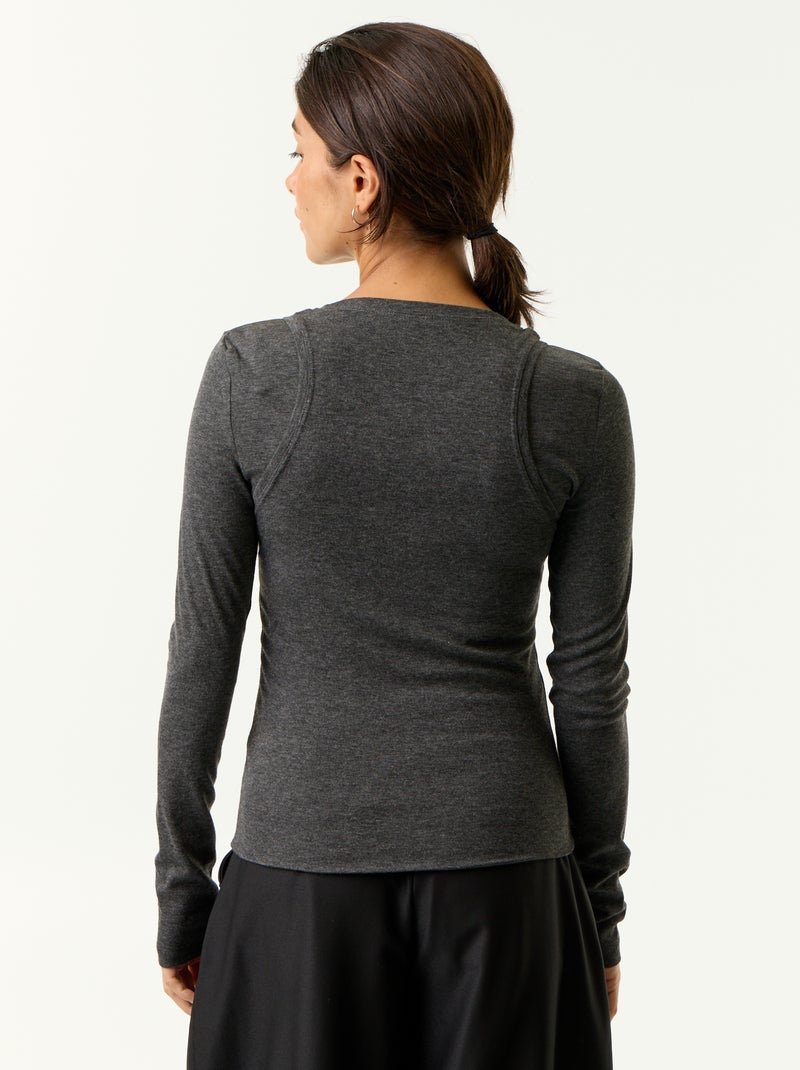 T-shirt effetto 2 in 1 con canotta Grigio - Kiabi