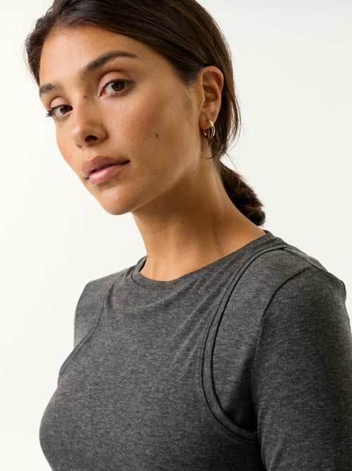 T-shirt effetto 2 in 1 con canotta - Kiabi