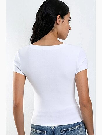 T-shirt elastica a maniche corte con scollo a v busem