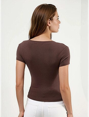T-shirt elastica a maniche corte con scollo a v busem