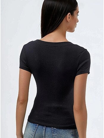 T-shirt elastica a maniche corte con scollo a v busem