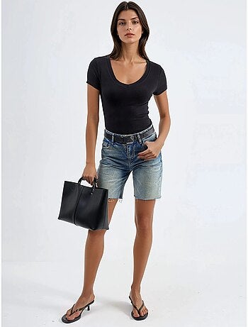 T-shirt elastica a maniche corte con scollo a v busem