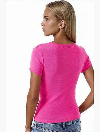 T-shirt elastica a maniche corte con scollo a v busem