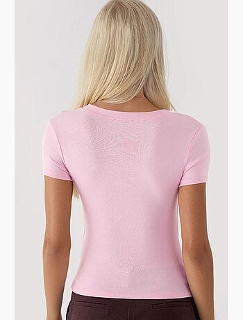 T-shirt elastica a maniche corte con scollo a v busem