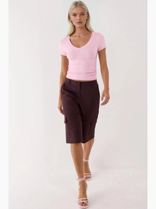 T-shirt elastica a maniche corte con scollo a v busem - Kiabi