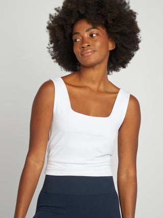 T-shirt elasticizzata con scollo quadrato