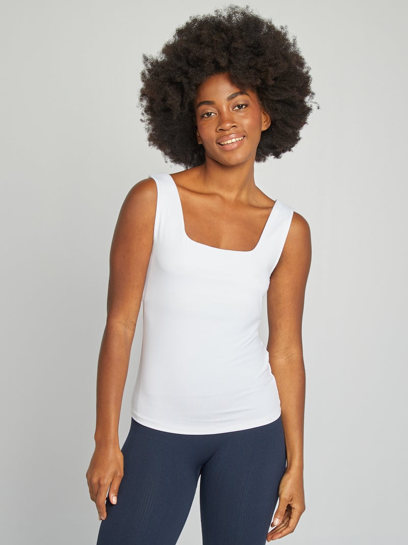 T-shirt elasticizzata con scollo quadrato bianco - Kiabi