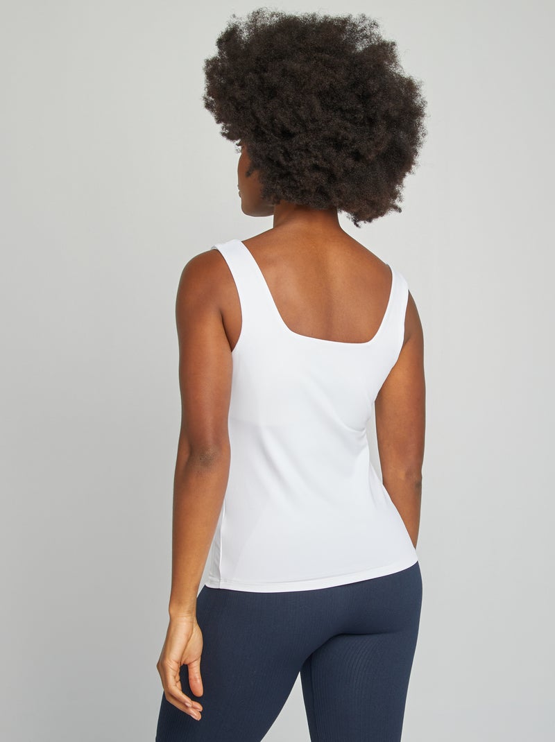 T-shirt elasticizzata con scollo quadrato bianco - Kiabi