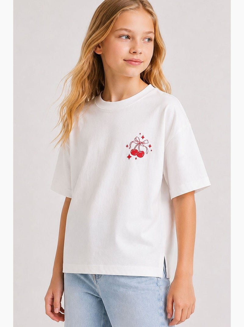 T-shirt elasticizzata in cotone tommy Bianco - Kiabi