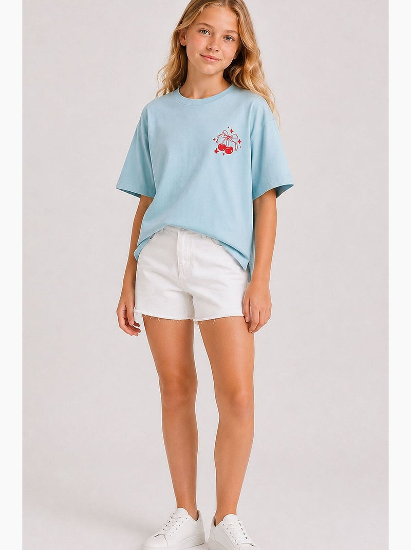 T-shirt elasticizzata in cotone tommy Blu cielo - Kiabi