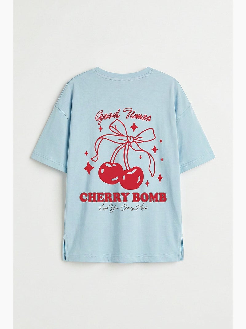T-shirt elasticizzata in cotone tommy Blu cielo - Kiabi